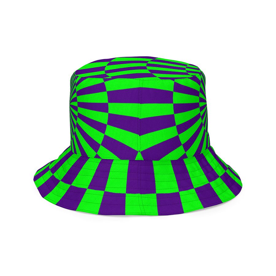 Twisted Circus Style Reversible Bucket Hat, Pink Blue Green Purple Spirals Checkers Accessory product image (8)