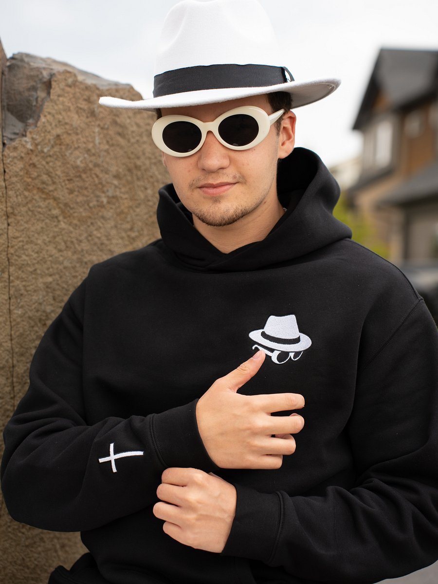 Clout Glasses & Fedora Hoodie (With Cross on Right Wrist) product image (2)