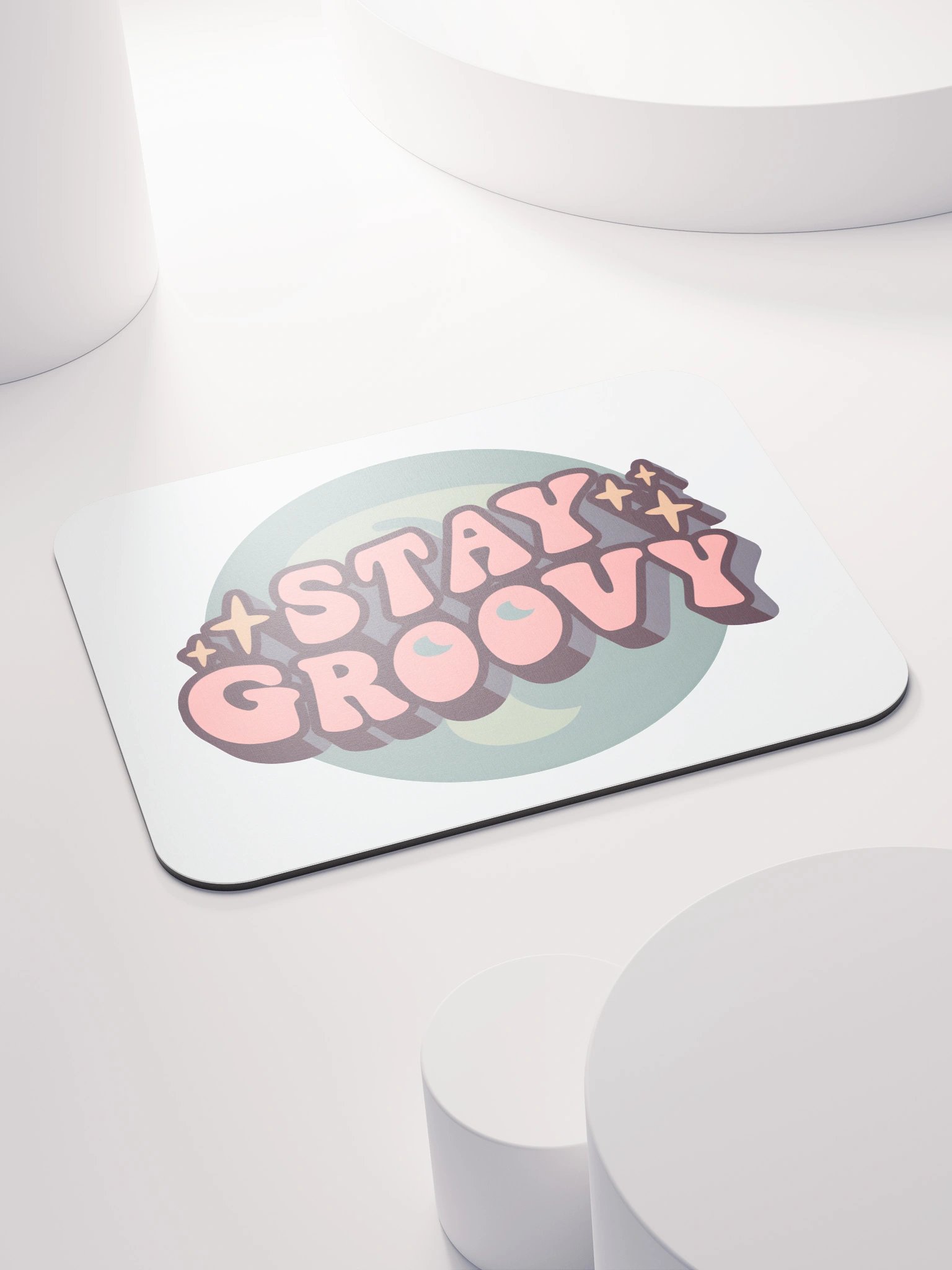 Stay Groovy Mouse Mat - Green on White product image (4)