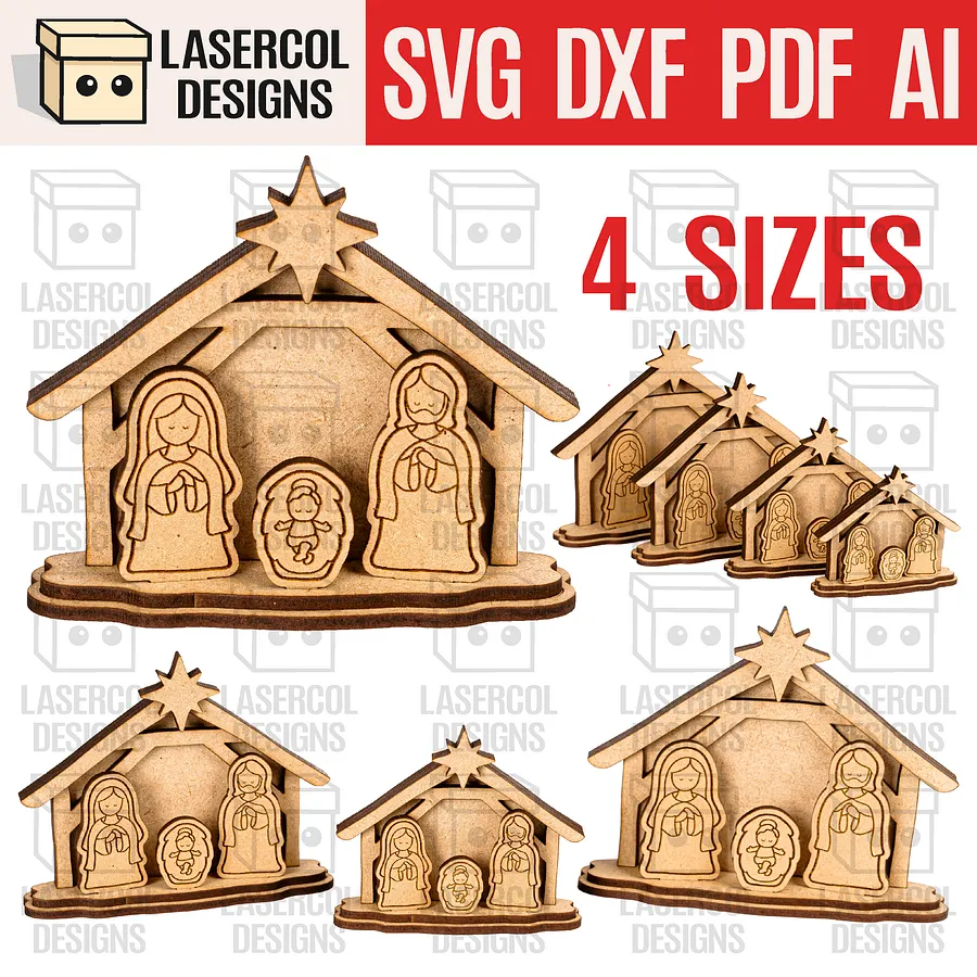 Small Nativity Scene Gift Set 3 - Christmas - Laser Cut Files product image (1)