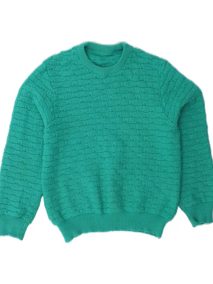 VINTAGE Womens Crew Neck Jumper Sweater UK 14 Medium Turquoise BE03 product image (2)