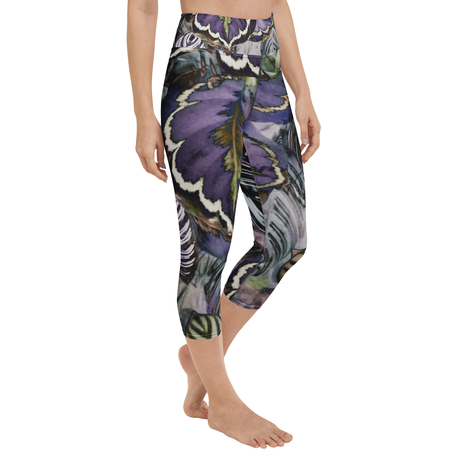 Purple Leaves Capri Leggings product image (2)