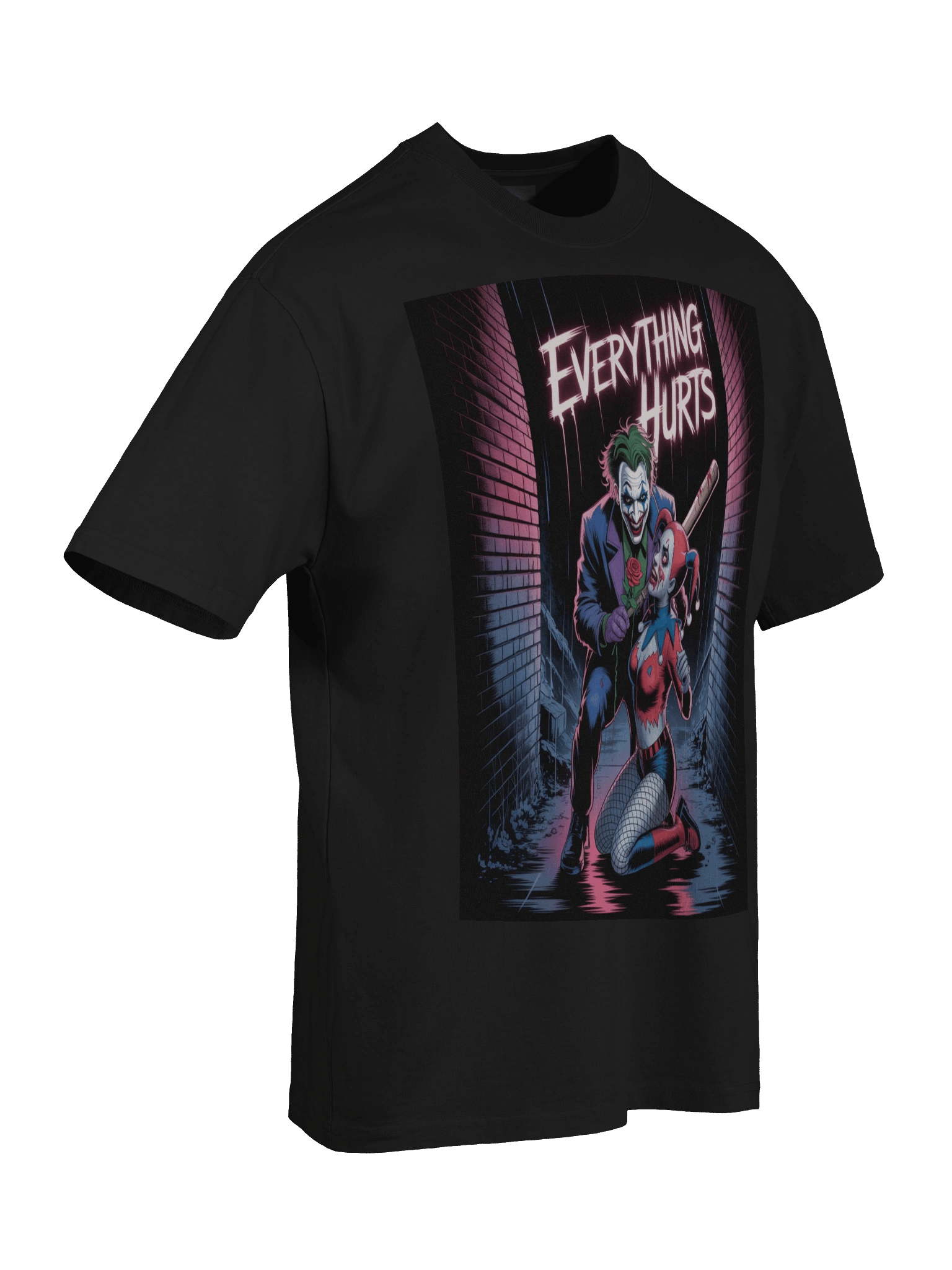 Joker & Harley Quinn 'Everything Hurts' Oversized Faded T-Shirt product image (8)