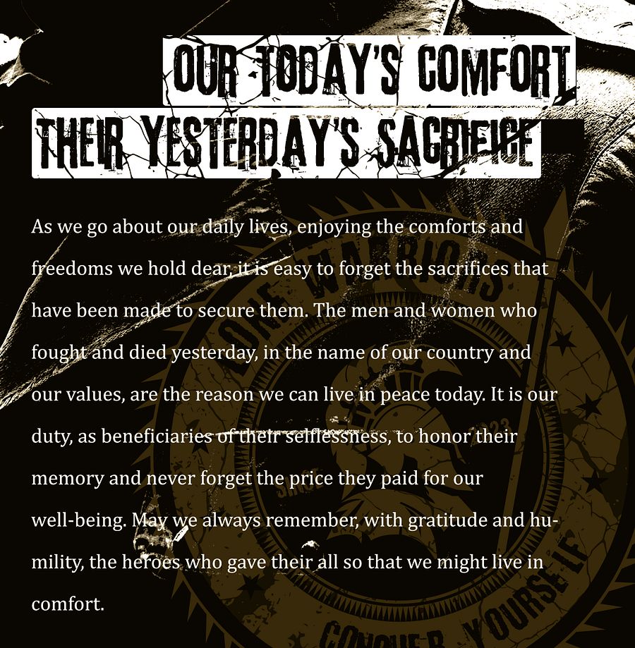 Our Today's Comfort - Their Yesterday's Sacrifice product image (29)