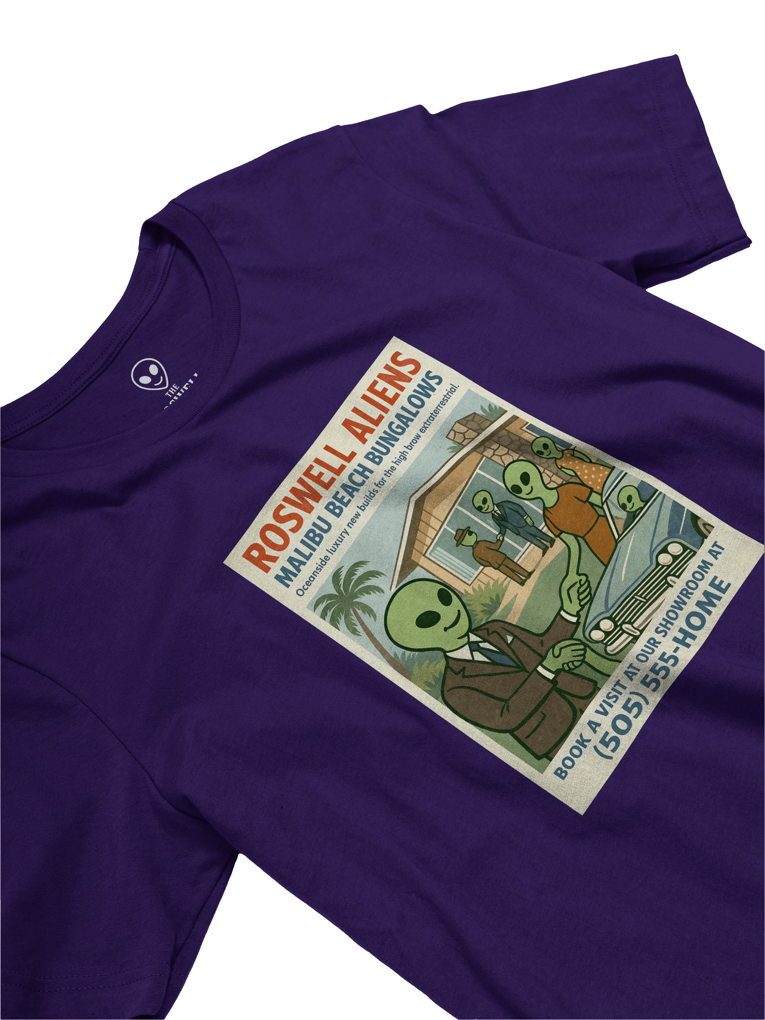 Malibu Beach Bungalows 1950's Roswell Aliens Retro Poster Unisex T-Shirt product image (3)