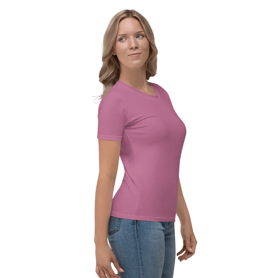 Plain Medium Dark Carnation Pink True Summer Women's Crewneck Polyester Heavyweight Premium T-Shirt by Treasure Pie product image (5)