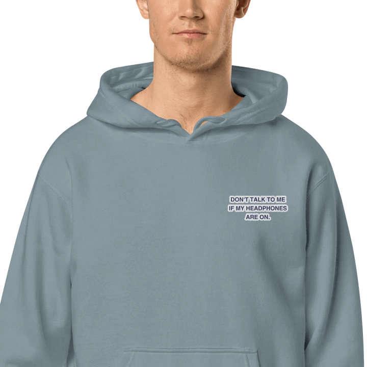 L.C. HEADPHONES ON (navy bubble design) embroidered pigment hoodie product image (2)