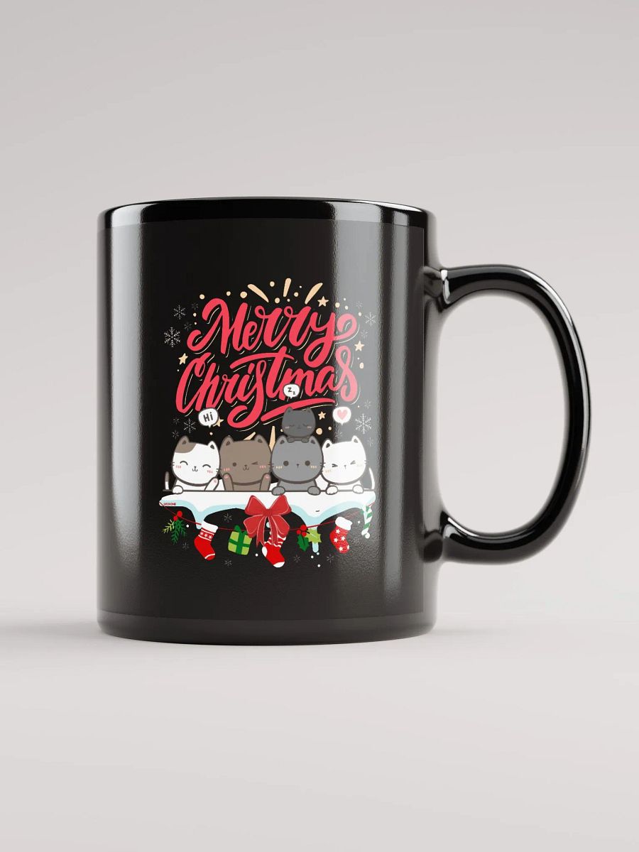 Merry Christmas Cats Black Glossy Mug product image (1)