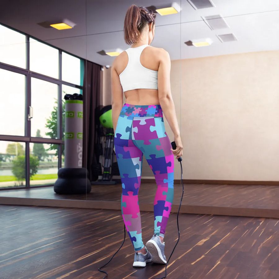 Multi-Colored Geometric Puzzle Pattern Yoga Leggings product image (7)
