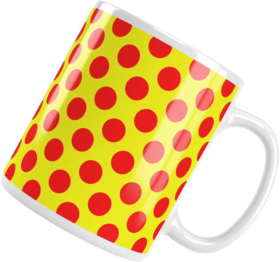 Red Polka Dots on Yellow Glossy Coffee Mug product image (4)