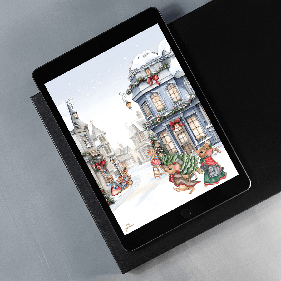 Prelude to Christmas Tablet Wallpaper | Festive Holiday Digital Background | Instant Download | 10 Resolutions product image (5)