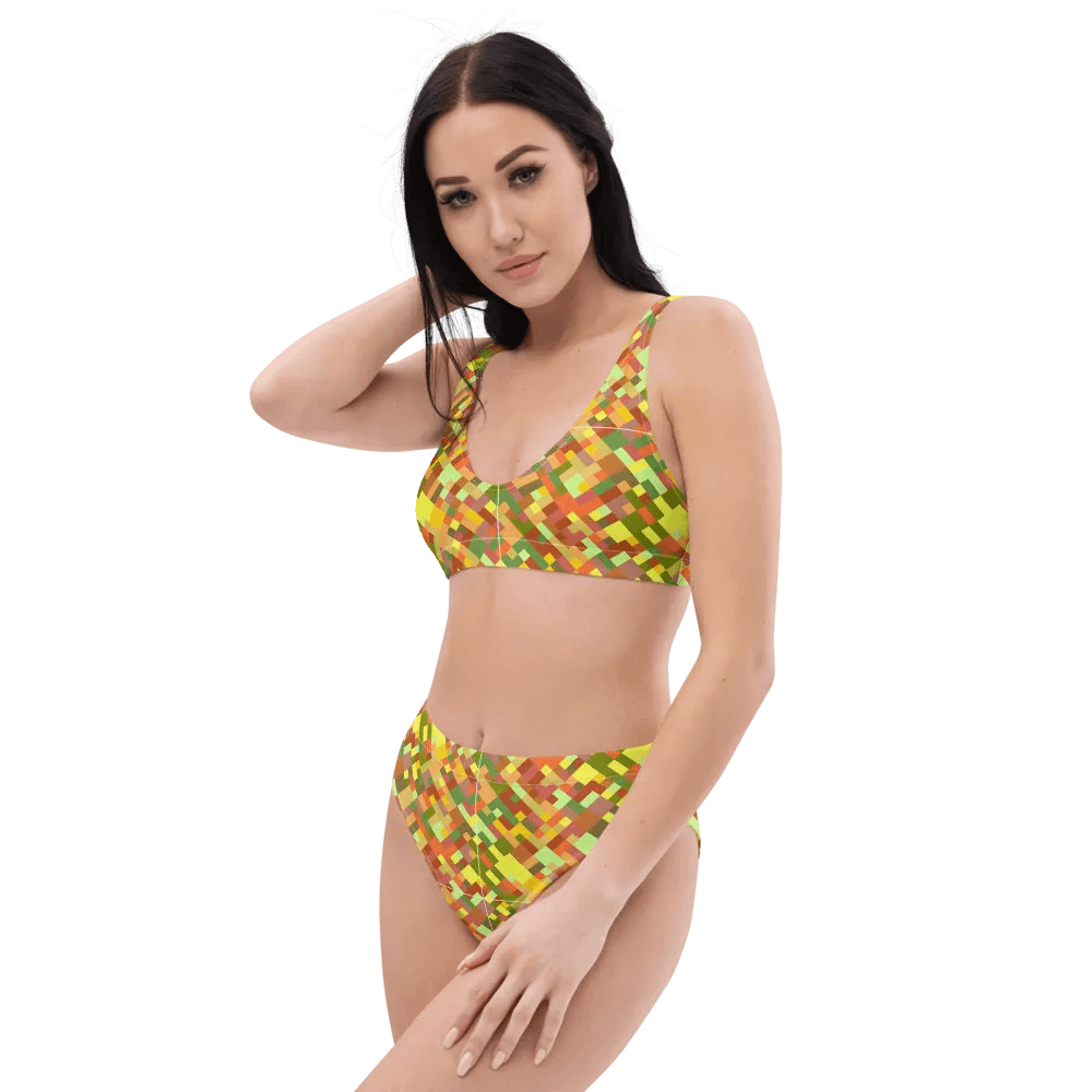 Colorful Mosaic Pattern Design High Waisted Bikini - v2 product image (11)