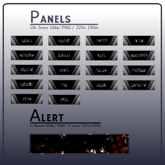 [FREE] ANIMATED Dark Anime Black White Stream OVERLAY Pack, Anime Overlay, Dark Anime twitch overlay, Anime black white Overlay, Screens Overlays product image (7)