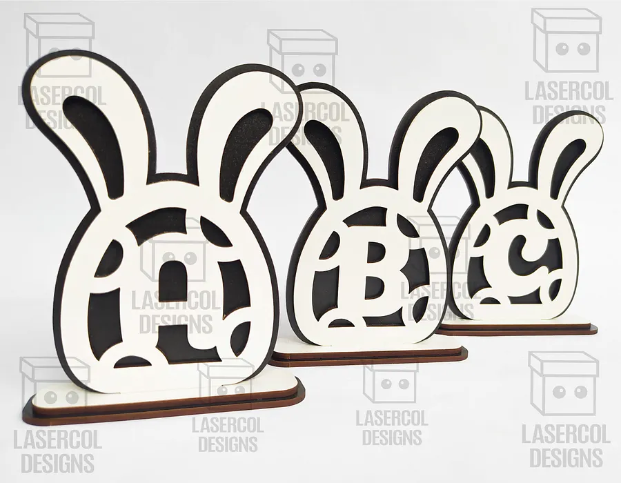 Easter Bunny Monogram Set 4 (3 Sizes) - Laser Cut Files product image (10)