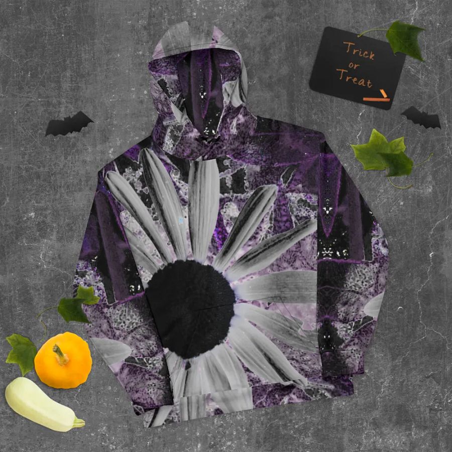 Abstract Dark Daisy Flower Unisex Pull Over Hoodie product image (11)