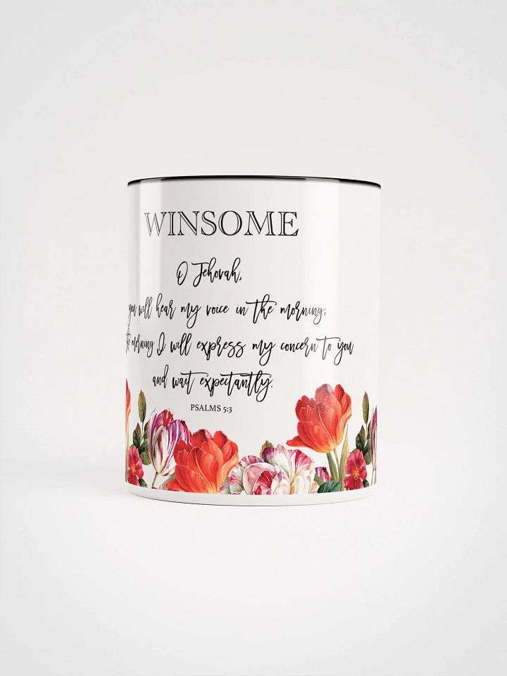 'Winsome' Psalm 5:3 Personalized Floral Glossy Mug product image (1)