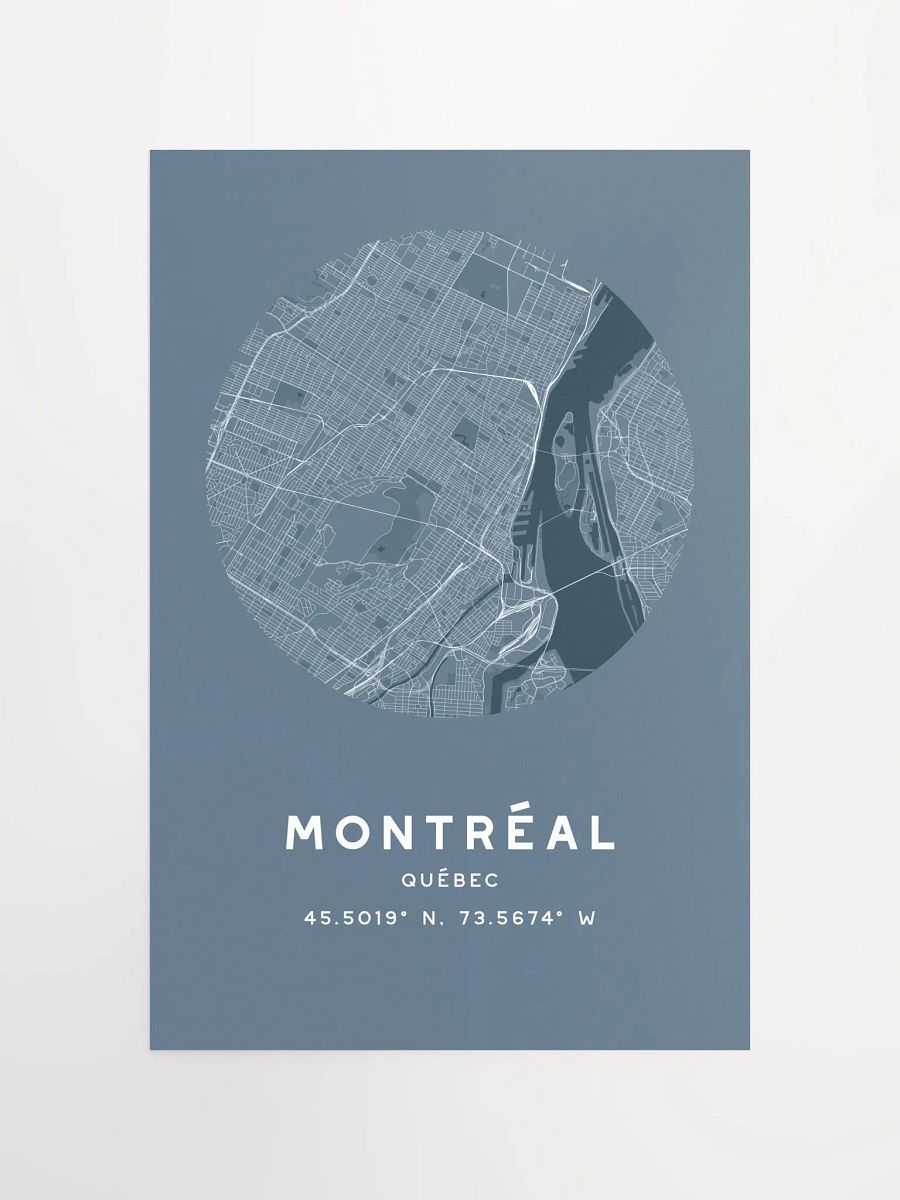 Montreal Street Map Poster – Blue Minimalist Circular City Art product image (4)
