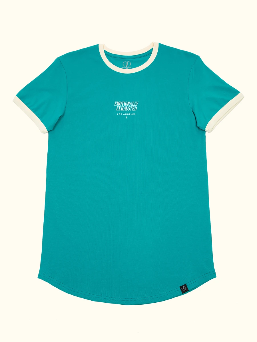 Emotionally Exhausted Scoop Ringer Tee - Teal product image (1)