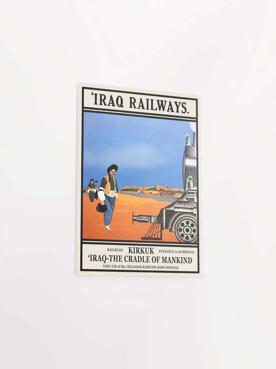 Iraq Railways, Kirkuk, Kurdistan. 1930s [RARE poster] — retro vintage travel poster, retro travel art, retro travel wall art product image (9)
