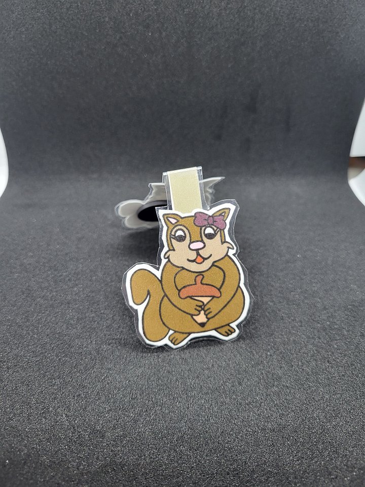 Cute Cartoon Girl Squirrel with a Bow Holding a Giant Acorn Laminated Magnetic Bookmark product image (2)