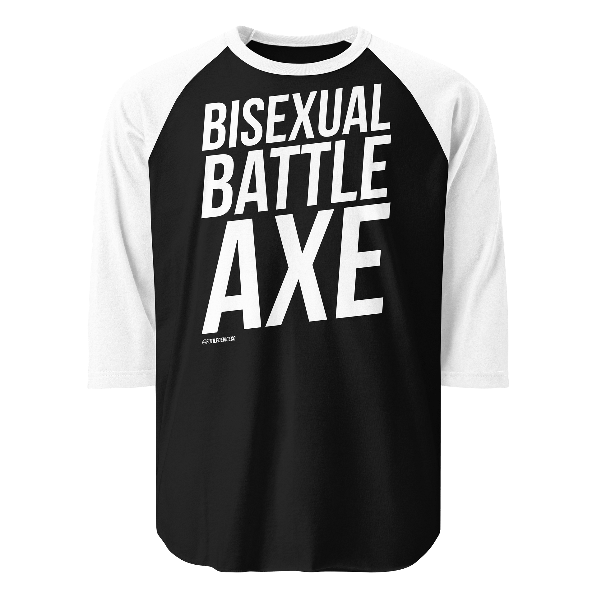 FUTILE DEVICE: BISEXUAL BATTLE AXE (BASEBALL TEE) product image (1)