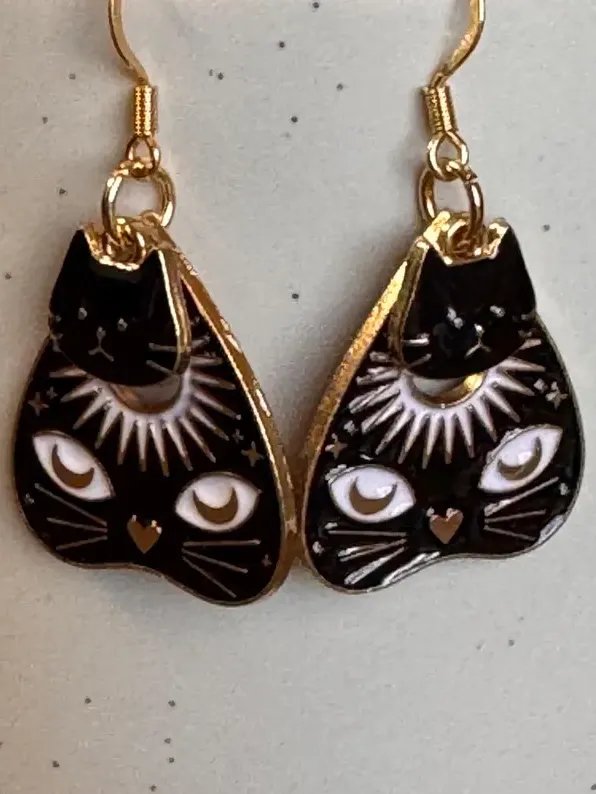 Mystic Black Cat Planchette Earrings product image (1)