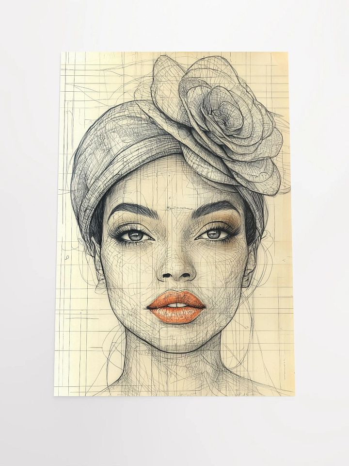 Classic Chic: Retro Portrait Art Print of a Woman in a Spectator Hat product image (1)