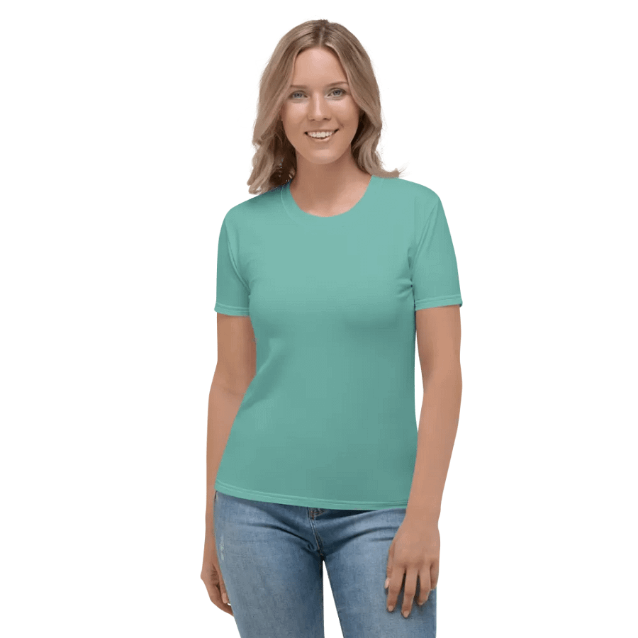 Plain Turquoise Green True Summer Women's Crewneck Polyester Heavyweight Premium T-Shirt by Treasure Pie product image (3)