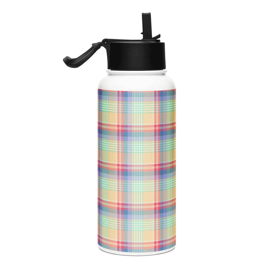 Bright Pastel Plaid Water Bottle product image (1)