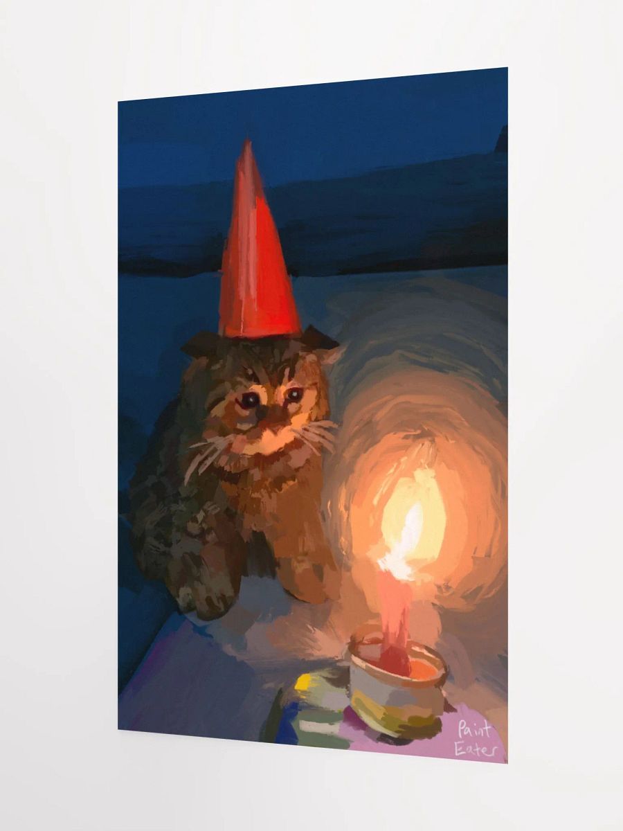 Sad Birthday Cat Painting Print product image (3)