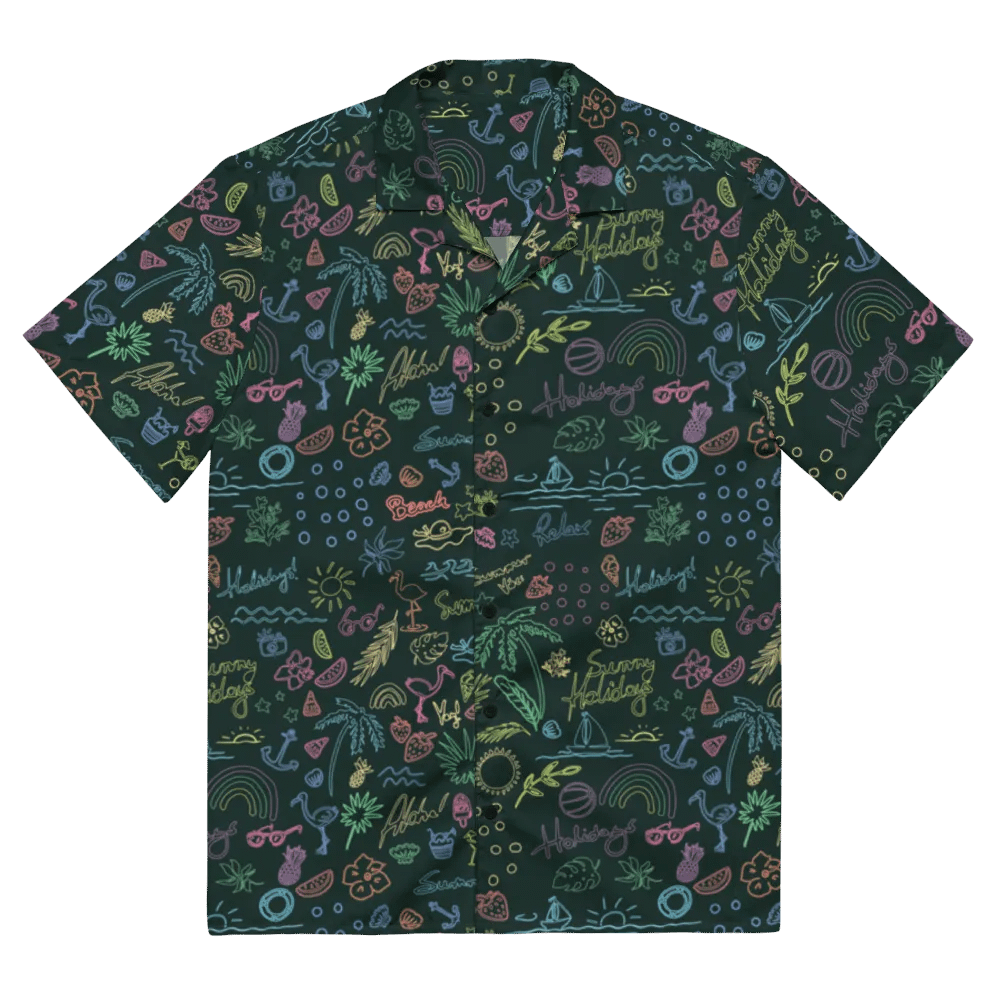 Retro Neon Sunset Palm Trees Hawaiian Shirt product image (3)