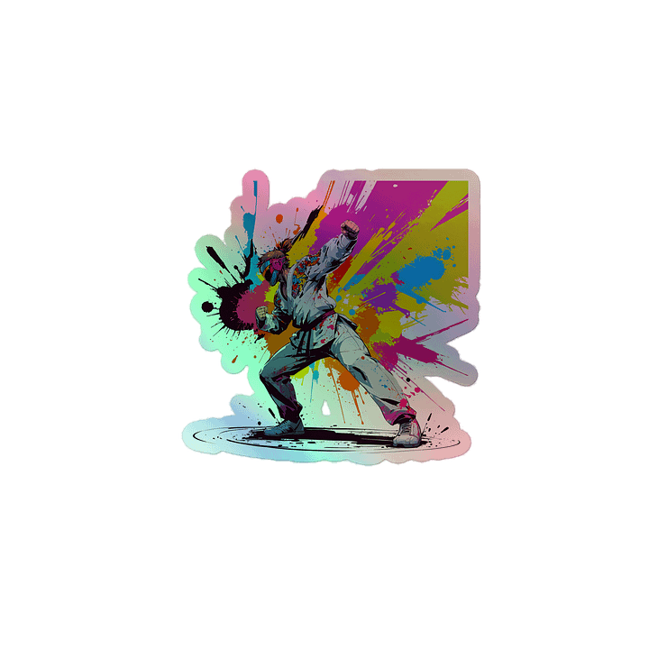 Kiss-Cut Holographic Sticker Sheet ( D_0144_Color Kick Taekwondo Boy of the Streets ) product image (1)