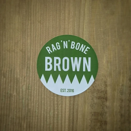 2x rag ’n’ bone brown logo stickers 64mm product image (1)