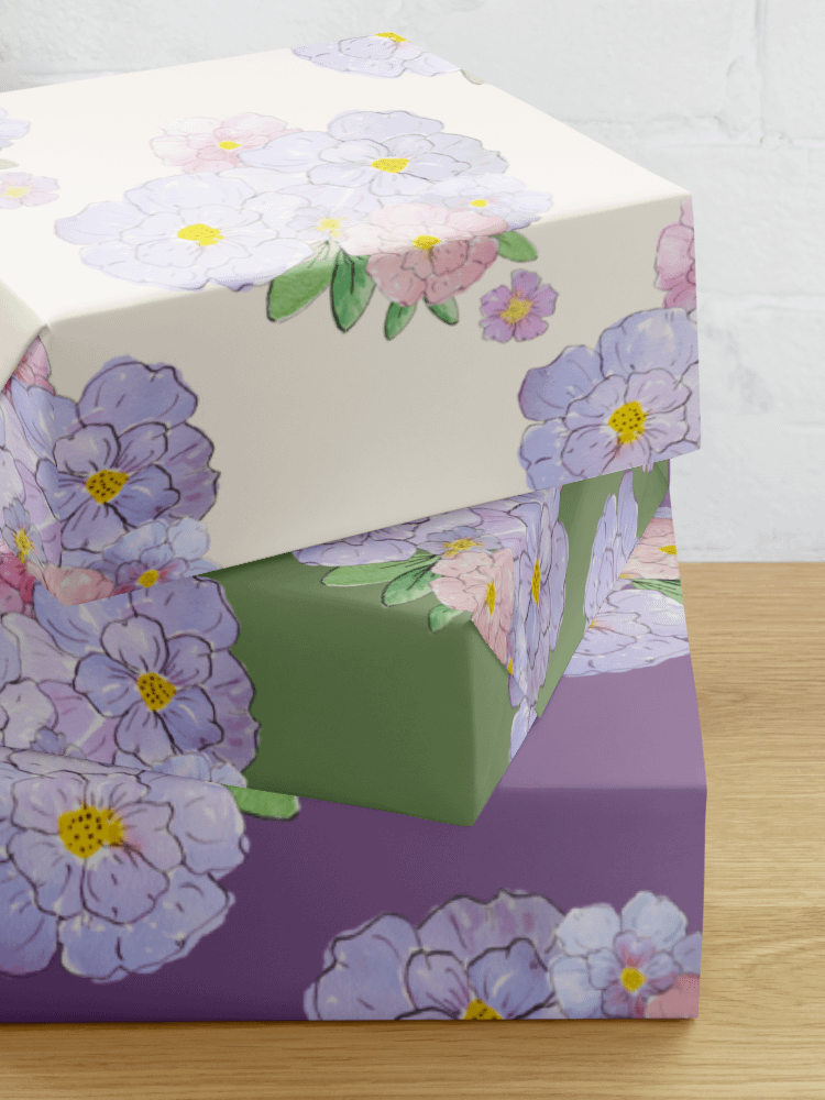 Gingham Blossoms Wrapping Paper Set of 3 Sheets product image (2)