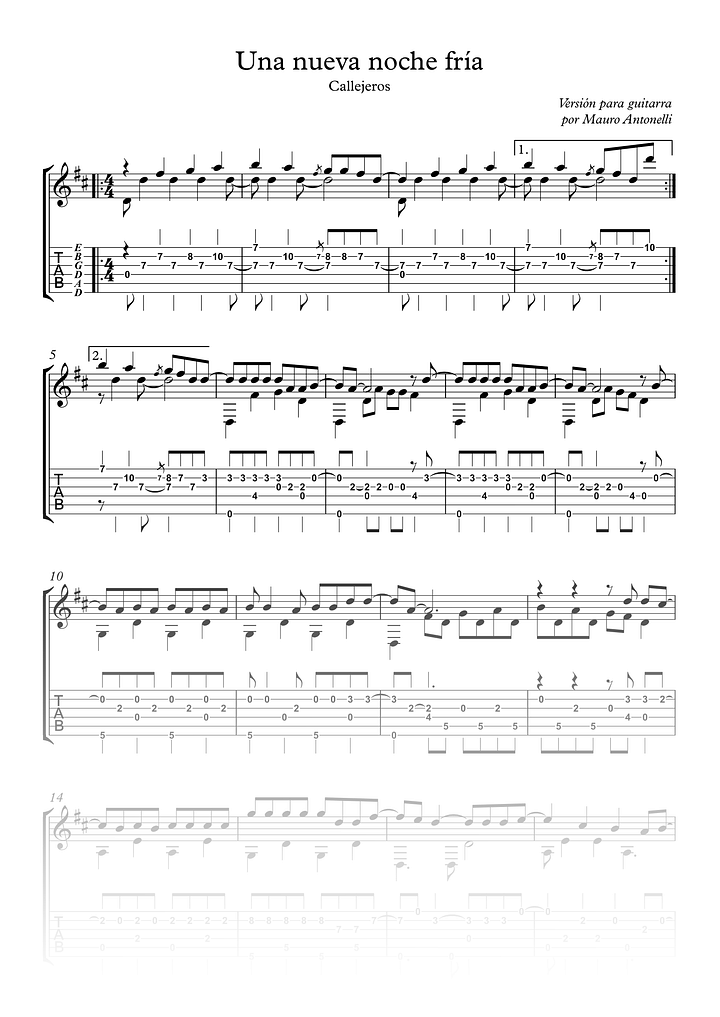 Una nueva noche fría - Partitura+ Tabs product image (1)