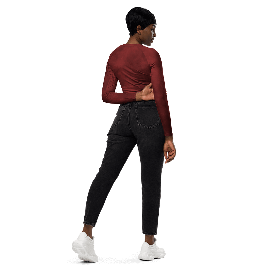 Marbled Elegance Long Sleeve Crop Top product image (7)