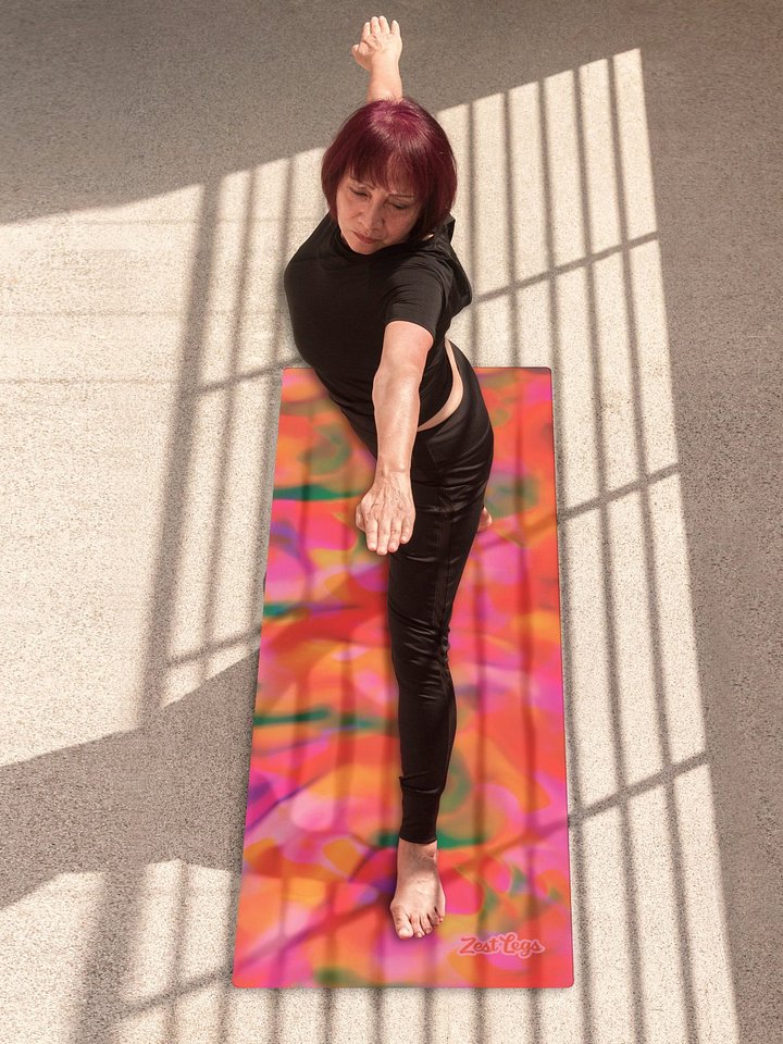 Trendy Yoga Mat "Vibrant Pink-Orange Tie-Dye" product image (2)