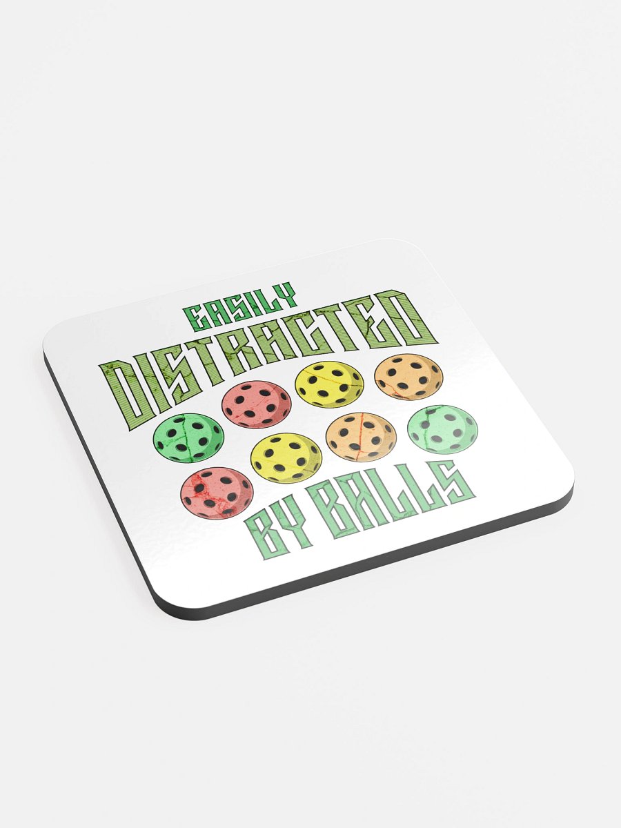 Easily Distracted By Balls Pickleball Glossed Cork Coaster product image (3)