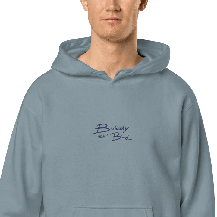 Bubbly and a B*tch (C. navy) embroidered pigment-dyed hoodie product image (2)