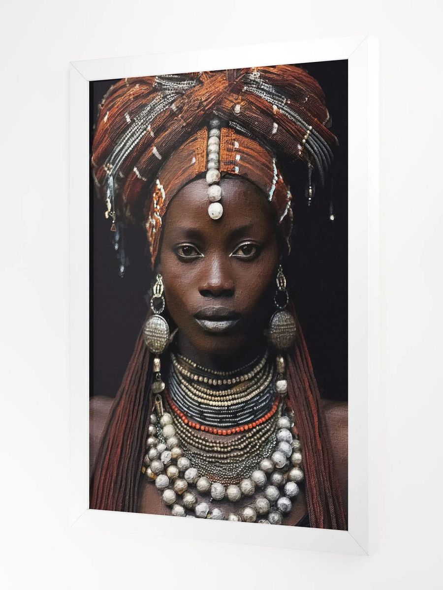 African Woman in Traditional Head Dress, Bronze & Silver Jewelry Poster Print, Framed product image (3)