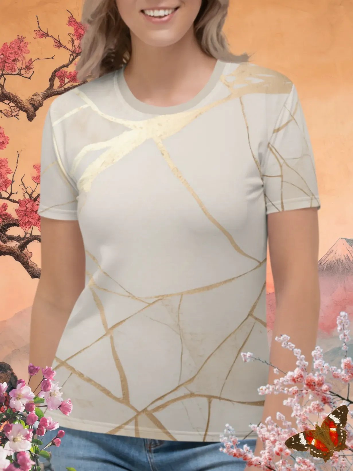Pearl & Gold Kintsugi Print T-Shirt product image (1)