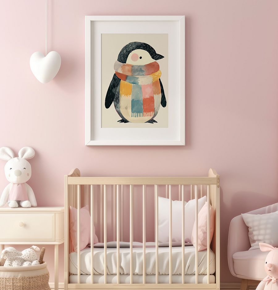 Cute Watercolor Penguin Illustration Nursery Art Print product image (4)