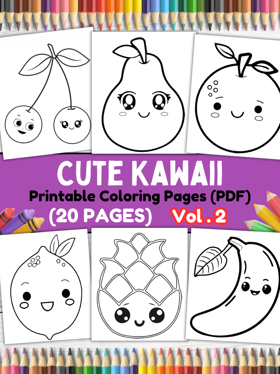 20 Cute Kawaii Coloring Pages#2 (PDF Coloring Pages) product image (1)
