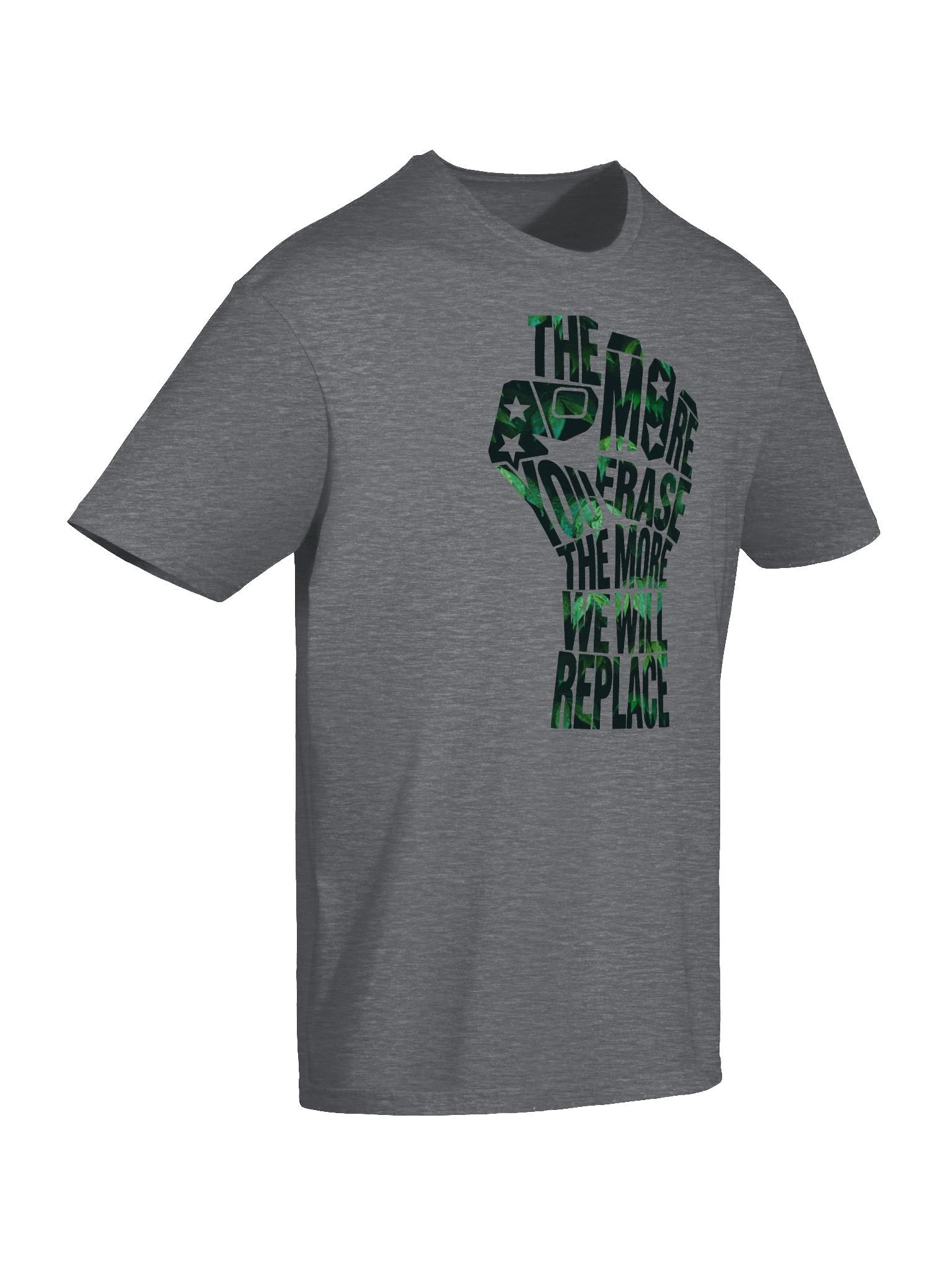 THE MORE YOU ERASE FIST Graphic T-Shirt Forest on White product image (5)