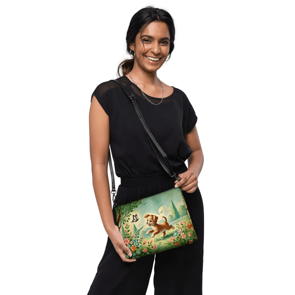 Puppy Butterfly Flower Garden Crossbody Bag - Retro Purse product image (10)