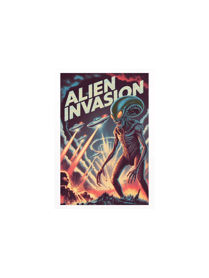 Alien Invasion Poster – Retro Sci-Fi Extraterrestrial Wall Art product image (2)