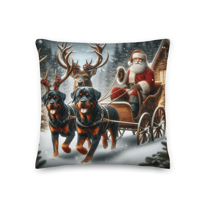 Rottweiler Santa Sleigh Pillow product image (1)