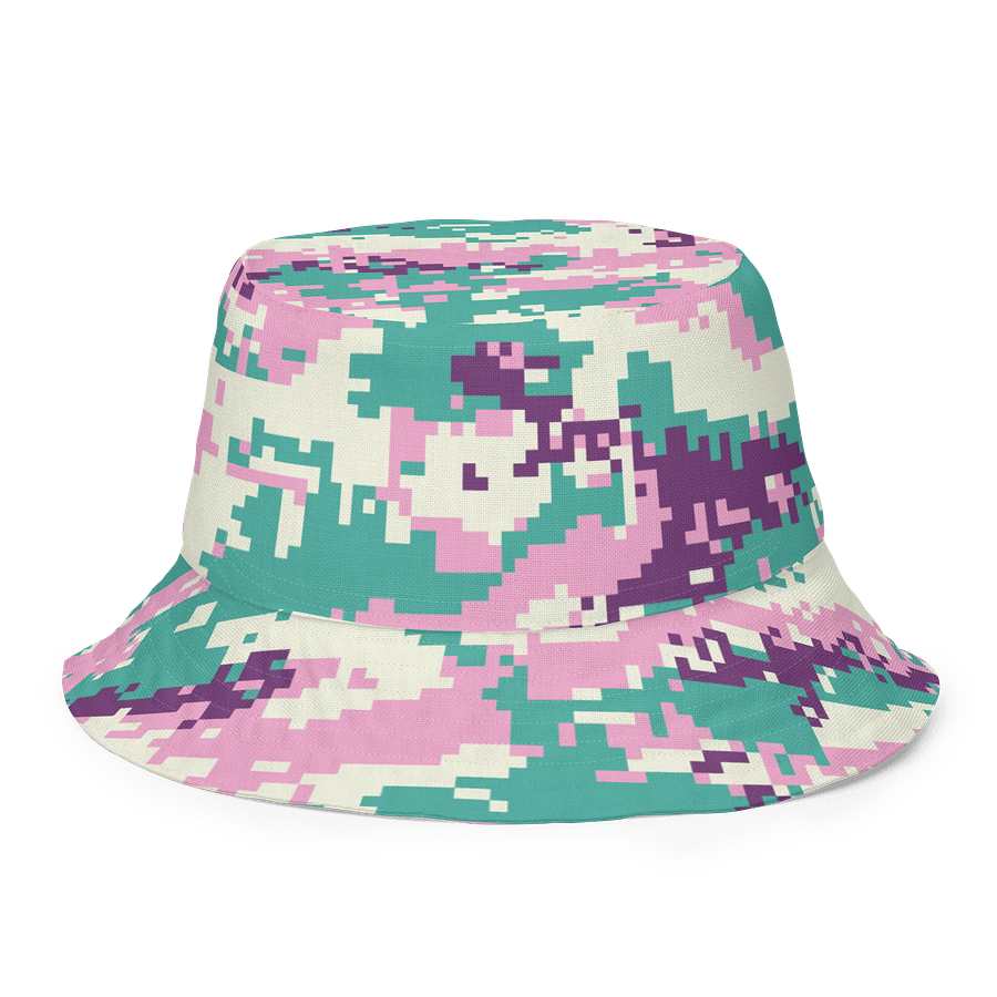 Pixelated Blue and Pink Camo Reversible Bucket Hat product image (7)