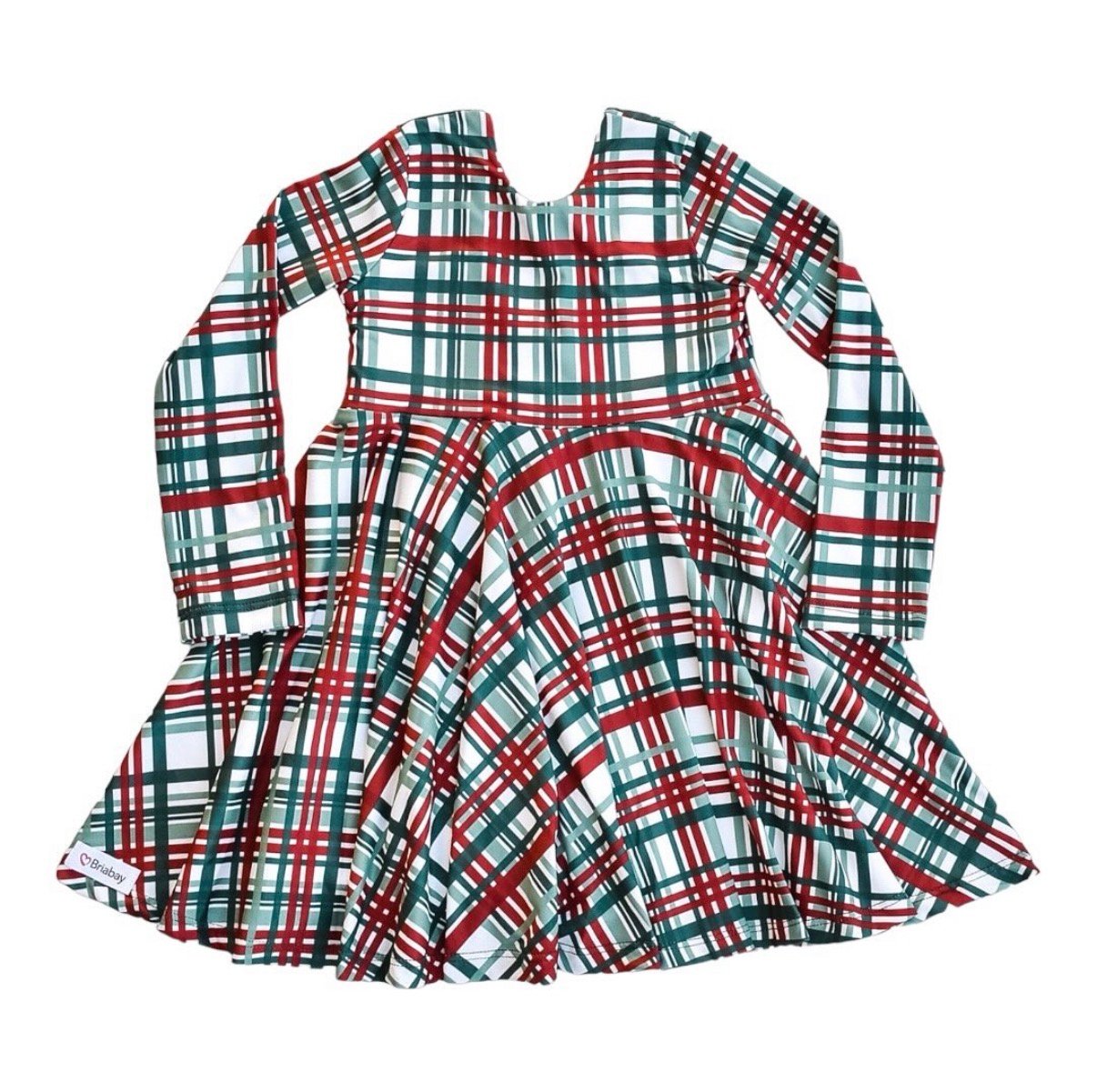 Red & Green Plaid Twirl Dress Long Sleeve product image (1)