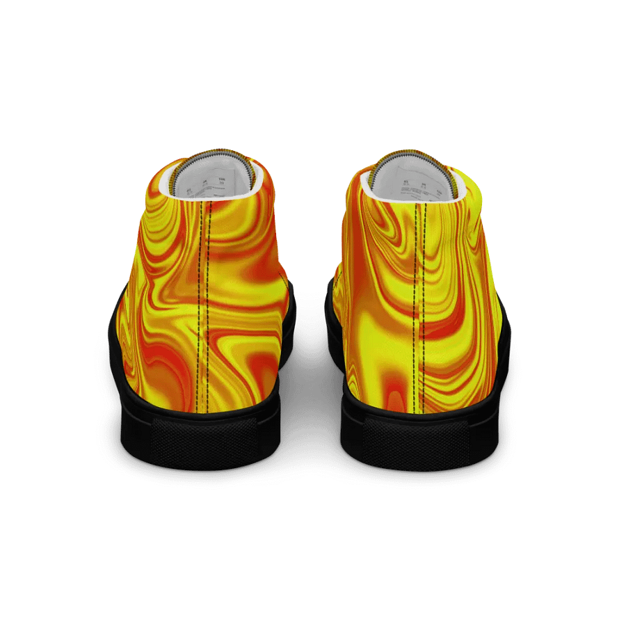 Women's High Top Canvas Shoes - Yellow and Red Digital Fluid Art product image (3)